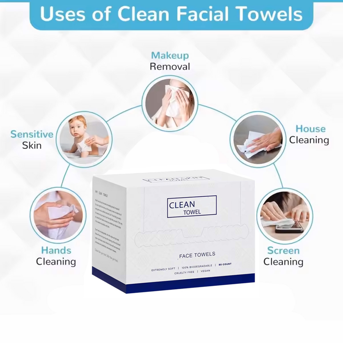 50 pièces/boîte, serviettes je - Home Textiles Face Towel avis et prix